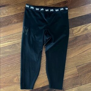 YITTY Black Capri Leggings with Logo Waistband